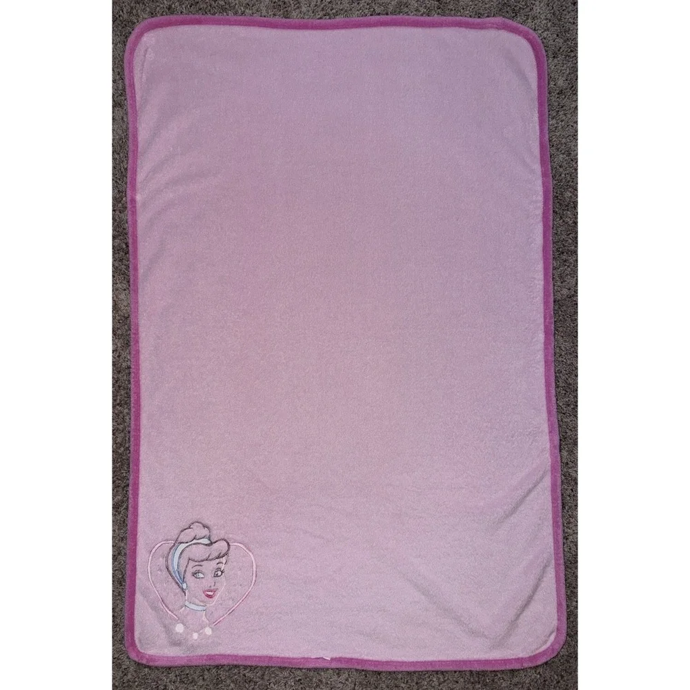 Disney Princess Cinderella Baby Blanket Pink Fleece Heart 30x40 Stroller Lovey